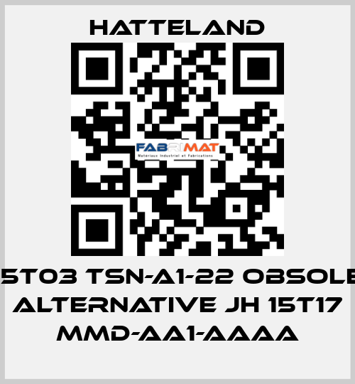 JH 15T03 TSN-A1-22 obsolete, alternative JH 15T17 MMD-AA1-AAAA HATTELAND