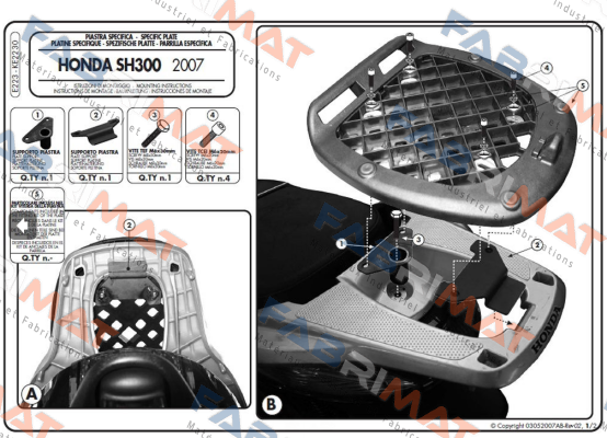 Kit E for Monolock Top Cases Honda SH 300i (2007-)   Givi