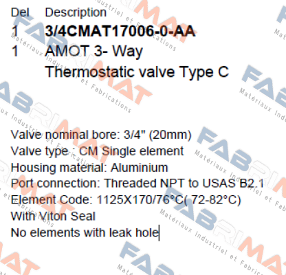 3/4CMAT17006-0-AA Amot