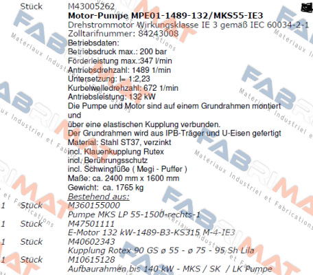 MPE01-1489-132/MKS55-IE3  Pratissoli