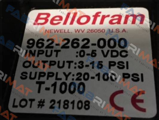 962-262-000 Bellofram