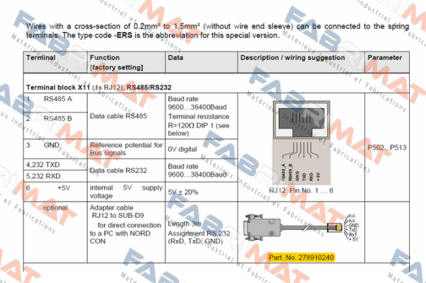 RJ12/SUB-D SO RS232  Nord