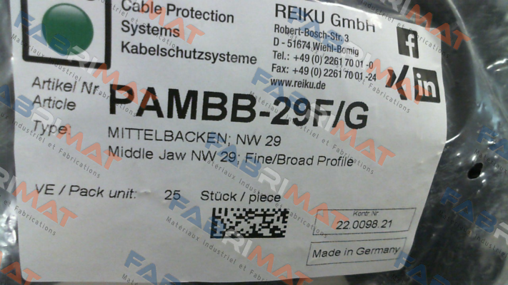 PAMBB-29F/G (pack x25) REIKU