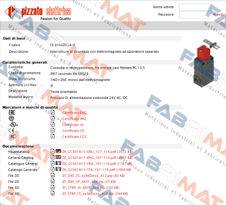 FS 2096D024-F Pizzato Elettrica