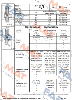 E10/LS (1/2" NPT inlet - 1" NPT outlet) Nuova General Instruments