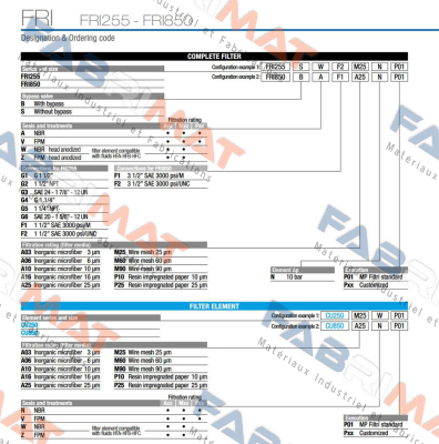 FRI-850-B-A-F1-A03-N-P01 MP Filtri