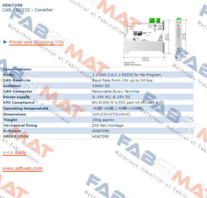 HD67290  CAN / RS232 ADFweb